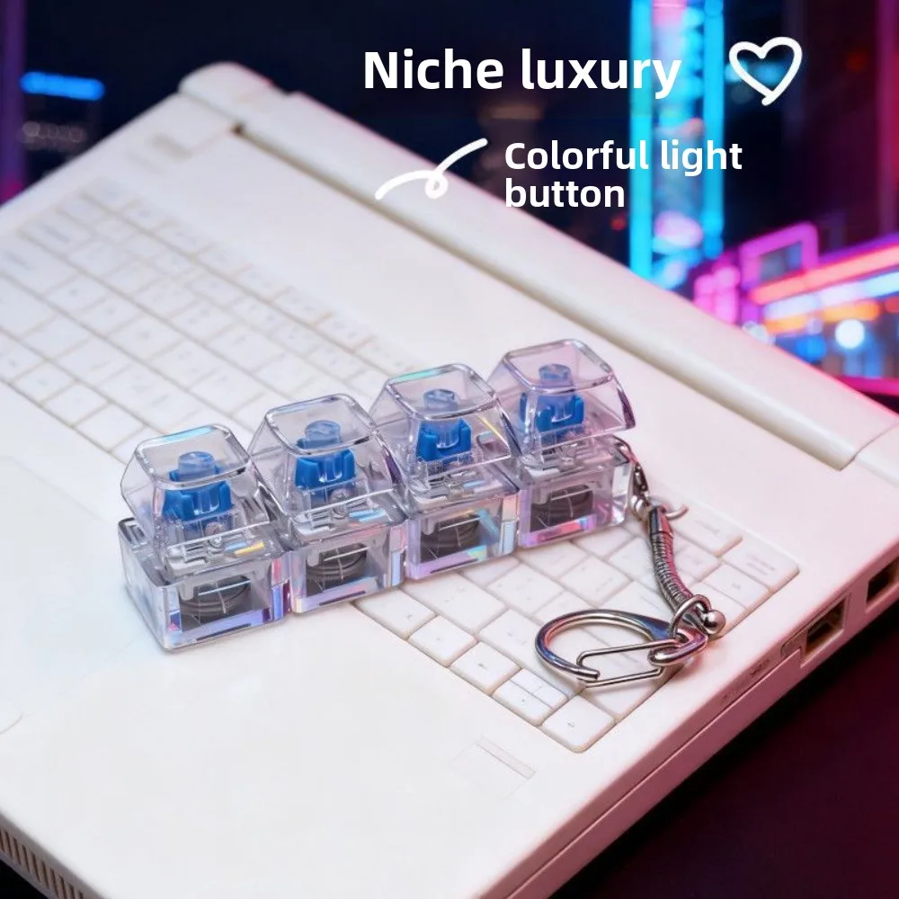 Light-up Stress Relief Button Keychain - Macaron Color Anti-Stress Toy for Finger Pressing thumbnail 5