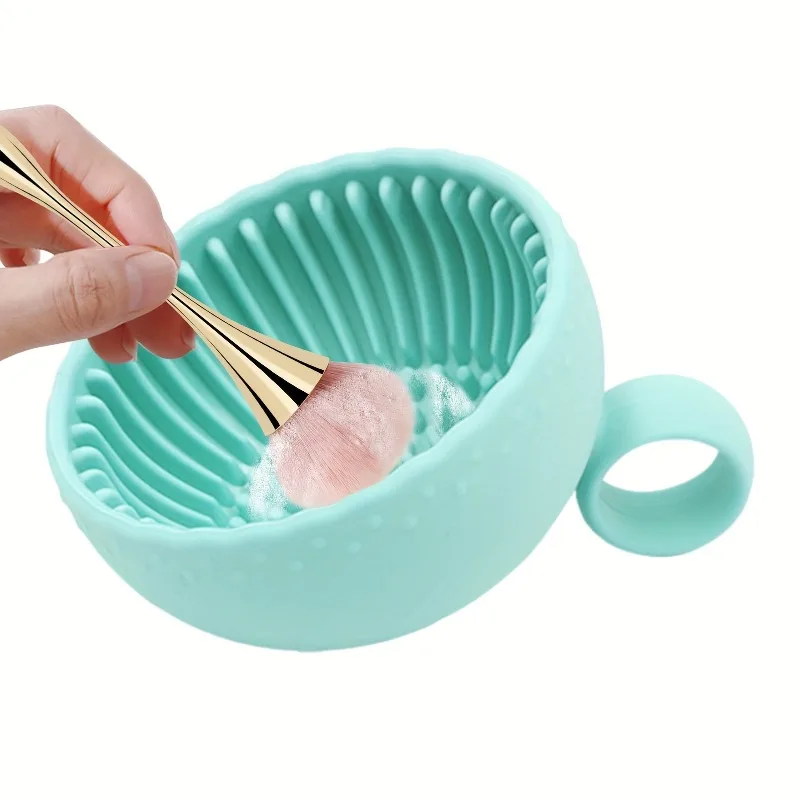 Silicone Makeup Brush Cleaner Bowl,1pcs Unscented Brush Cleaning Mat with Scrubber Pad for Eyebrow, Blush, Facial & Eye Brushes thumbnail 5
