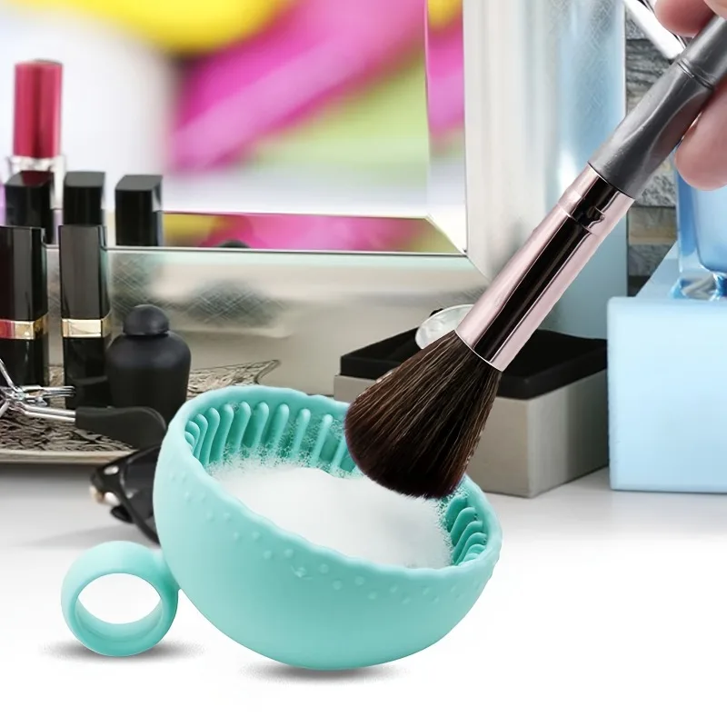 Silicone Makeup Brush Cleaner Bowl,1pcs Unscented Brush Cleaning Mat with Scrubber Pad for Eyebrow, Blush, Facial & Eye Brushes thumbnail 4