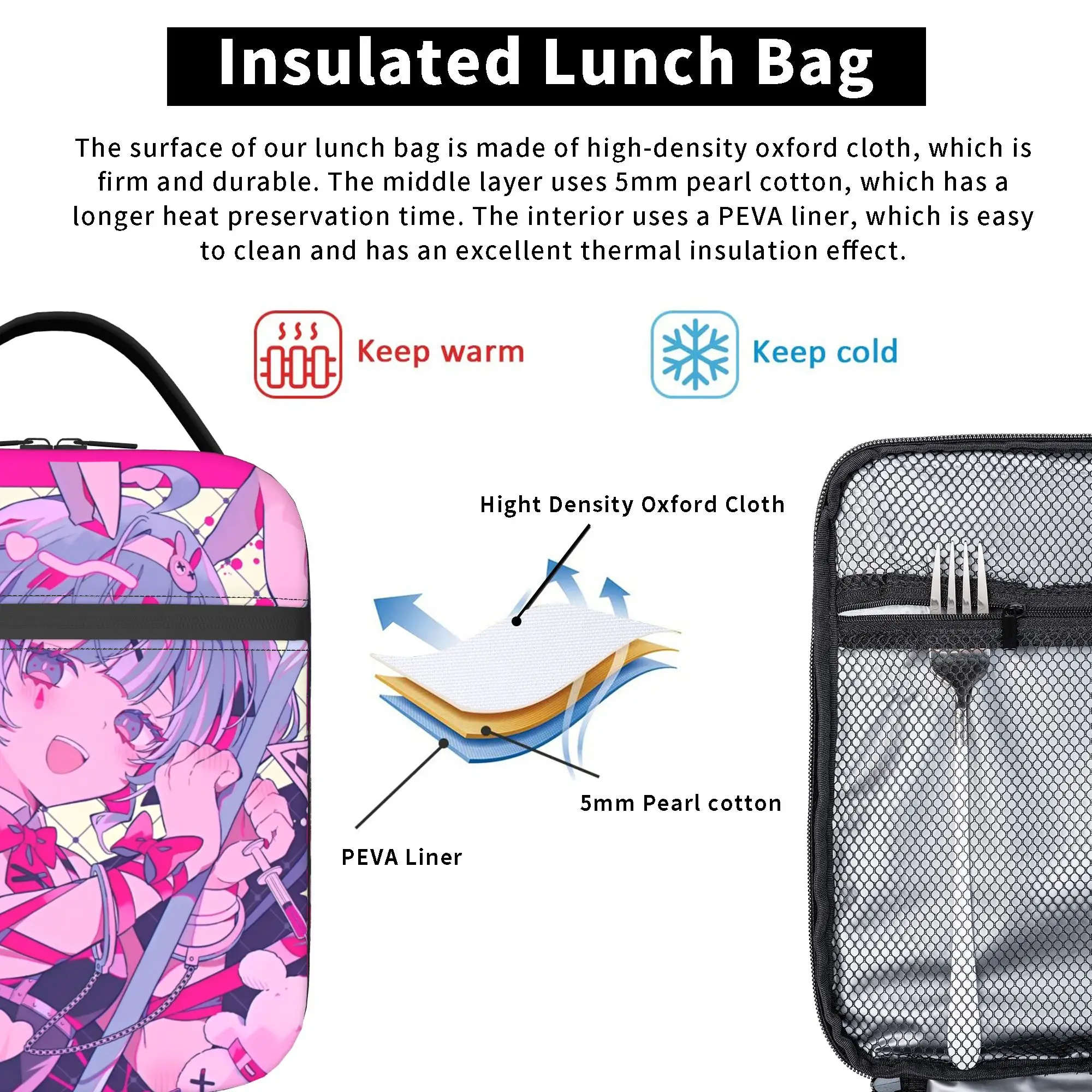Hatsune Miku  Insulated Lunch Bag Thermal Bag Reusable,Lunch Container Vocaloid Girl Anime  Leakproof Tote Lunch Box Bento Pouch thumbnail 4