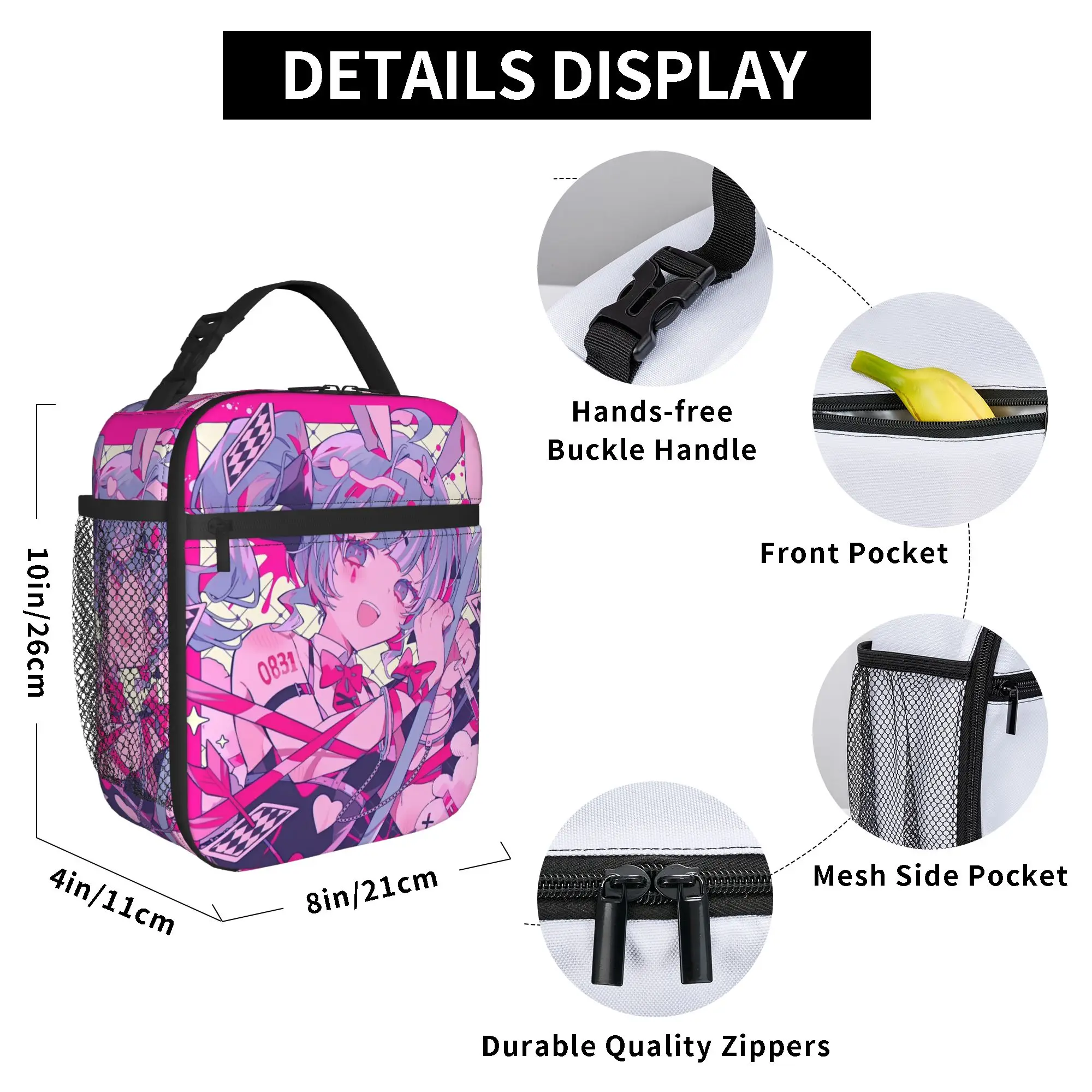 Hatsune Miku  Insulated Lunch Bag Thermal Bag Reusable,Lunch Container Vocaloid Girl Anime  Leakproof Tote Lunch Box Bento Pouch thumbnail 5