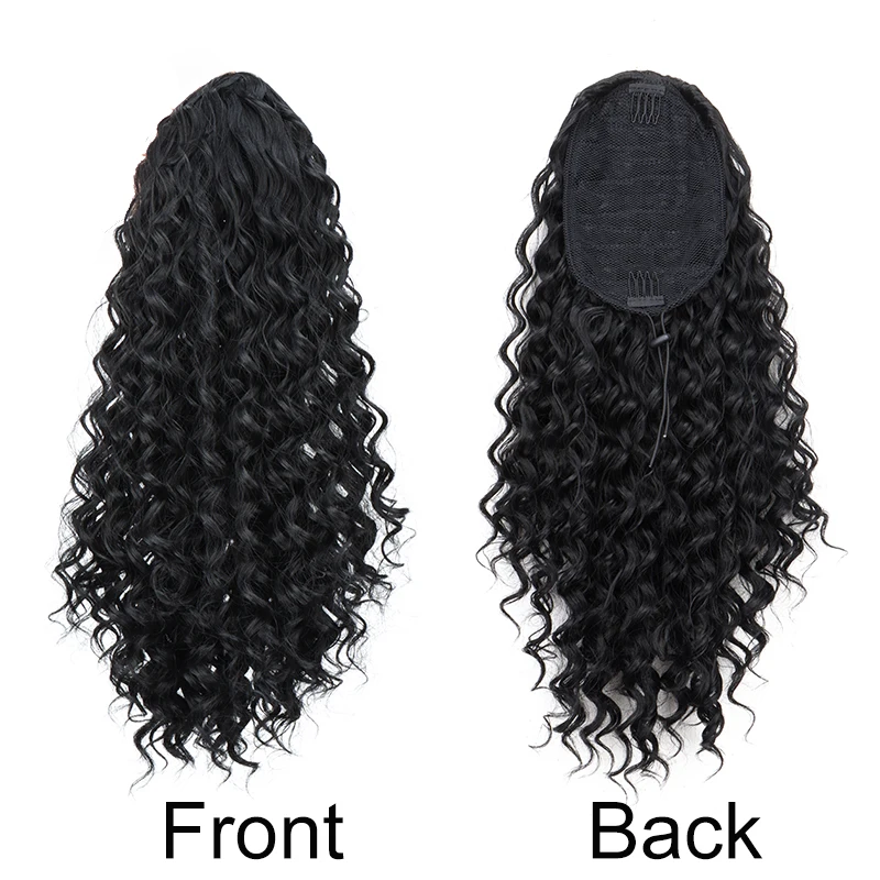 18Inch Synthetic Long Wave Curly Ponytail Hair Extension Drawstring Clip in Fluffy Ponytail Hairpiece for Women thumbnail 4