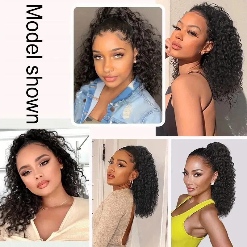 18Inch Synthetic Long Wave Curly Ponytail Hair Extension Drawstring Clip in Fluffy Ponytail Hairpiece for Women thumbnail 6