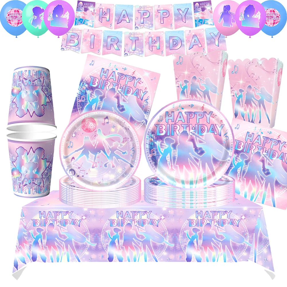 Kpop Popular Disposable Party Tableware Set Girls Birthday Party Supplies Party Decorations Banner Kids Favors Boys Gifts