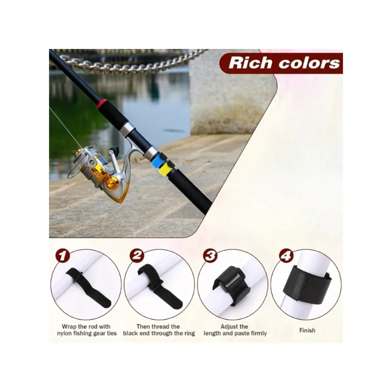 10pcs/set Reusable Fishing Rod Tie Holder Strap Hook Loop Ties Belt Fishing Rod Strapping Wrap Band Outdoor Fish Tool thumbnail 3