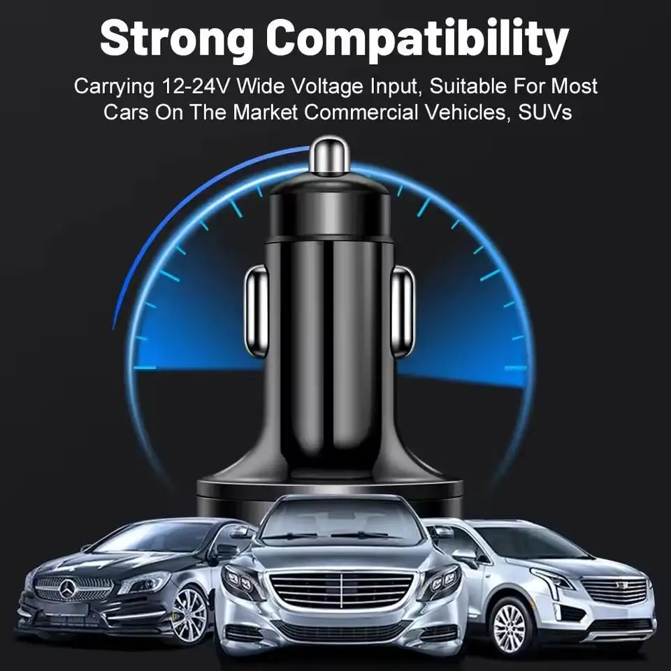 300W 4USB + 2PD Car Fast Charger  – 6 Ports Type C PD Quick Charge 3.0 Car Charger with LED Voltage Display thumbnail 4