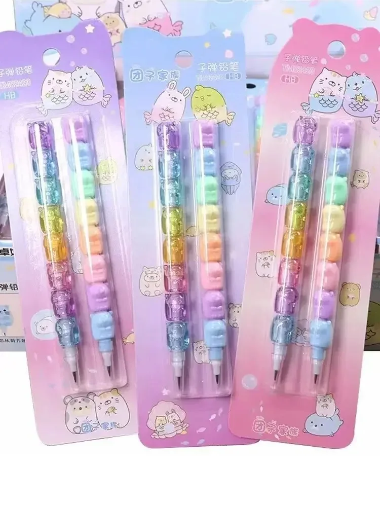 2PCs/Set Cute Pencil Mini Bear Non Sharpening Mechanical Pencil Student Writing Pen School Office Supplies Stationery Gifts