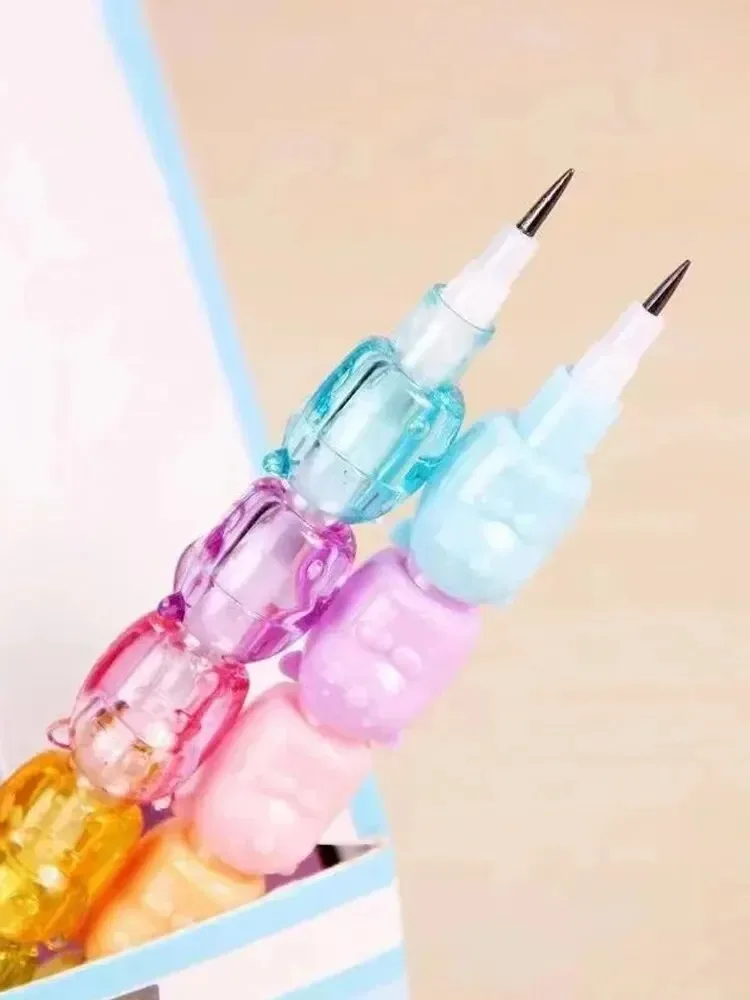 2PCs/Set Cute Pencil Mini Bear Non Sharpening Mechanical Pencil Student Writing Pen School Office Supplies Stationery Gifts thumbnail 3