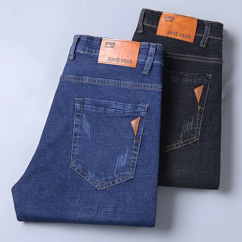 Men Fashion Straight Jeans Men 2026 New Stretch Slim Fit Pants Comfortable Soft Business Denim Trousers Male Brand Clothing thumbnail 2