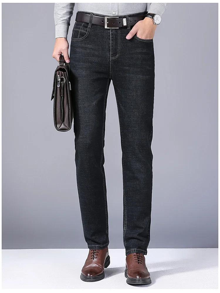 Men Fashion Straight Jeans Men 2026 New Stretch Slim Fit Pants Comfortable Soft Business Denim Trousers Male Brand Clothing thumbnail 6