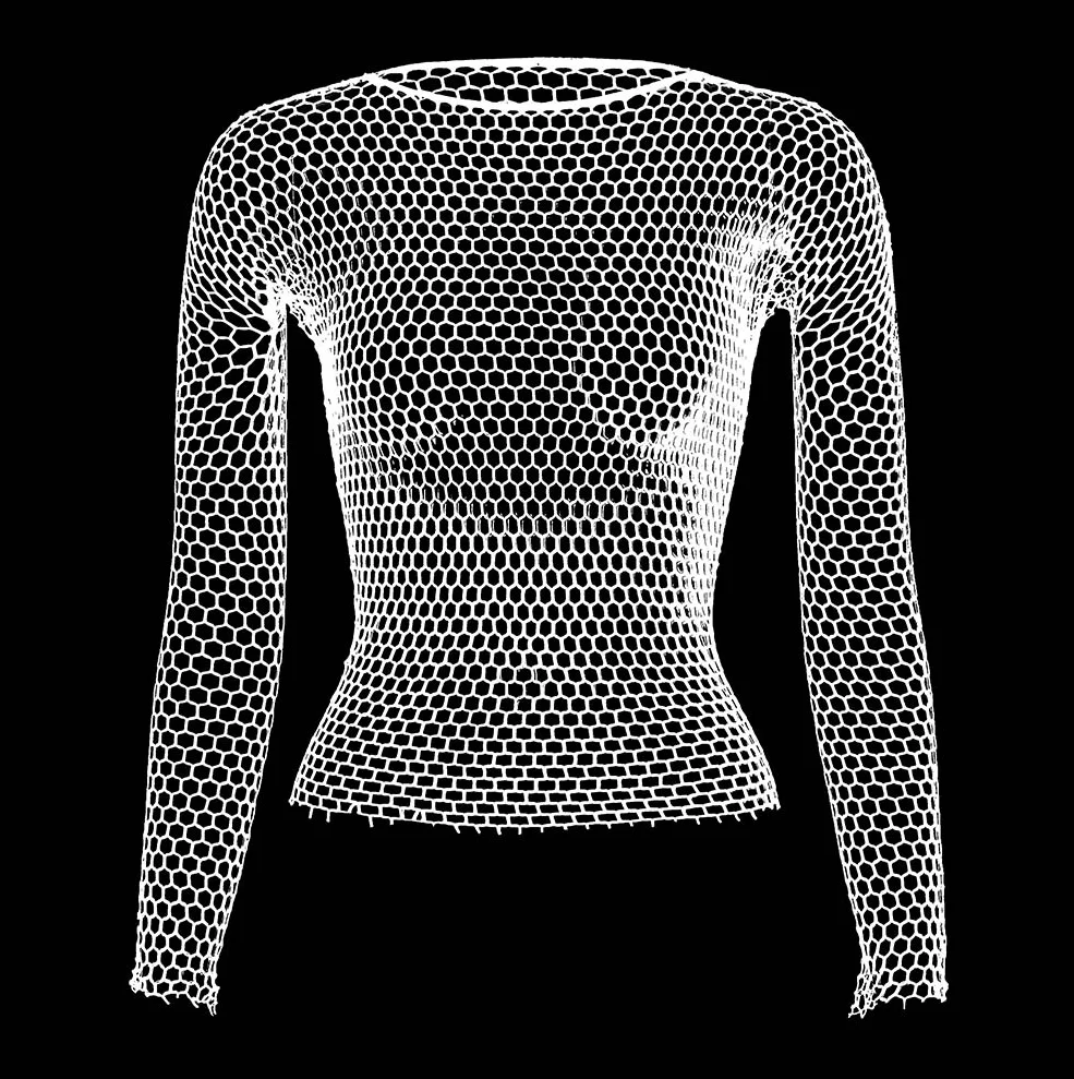 Sexy Hollow Out Mesh T-Shirt Female Skinny Crop Top Fashion Summer Basic Tops for Women Fishnet Shirt thumbnail 4