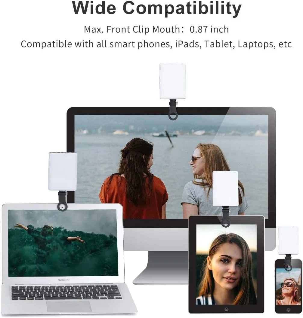 60 LED Clip-on Selfie Light 3 Modes Rechargeable Video Conference Lighting for Laptop Phone Makeup Photography thumbnail 3