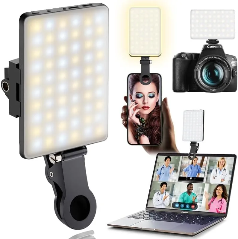 60 LED Clip-on Selfie Light 3 Modes Rechargeable Video Conference Lighting for Laptop Phone Makeup Photography thumbnail 2