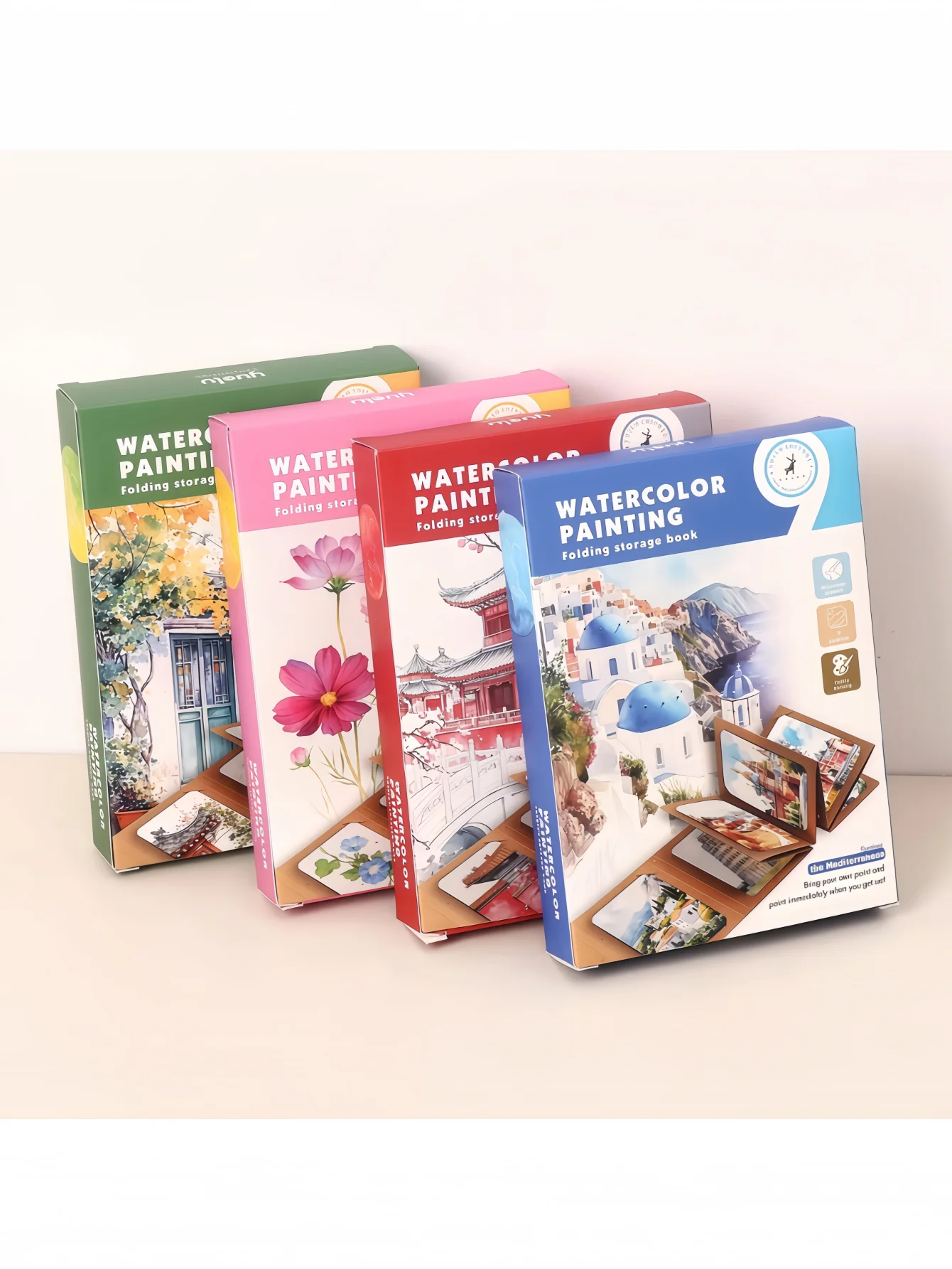 Foldable Watercolor Paint Set with Thick Kraft Paper, 12 Colors Solid Paints, Exquisite Foldable Storage for Watercolor Painting thumbnail 2
