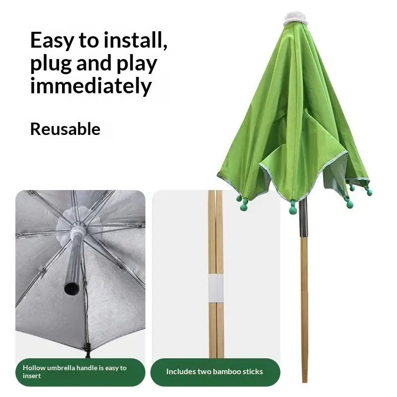 Round Garden Plant Umbrellas Adjustable Height Waterproof For Outdoor Courtyards Backyard Parasol Plant Sun Protecting thumbnail 4