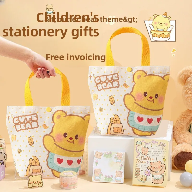 Butter Canvas Bag Stationery Set Birthday Gift Student Practical Stationery Awards Lovely Gifts.