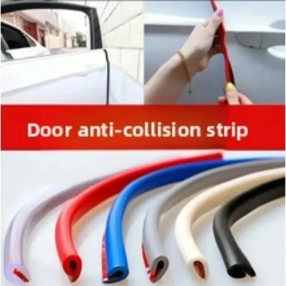 New 5M Car Door Edge Scratch Protector Strip Auto U Type Rubber Moulding Trim Protection Side Adhesive Sealing Guard Sticker