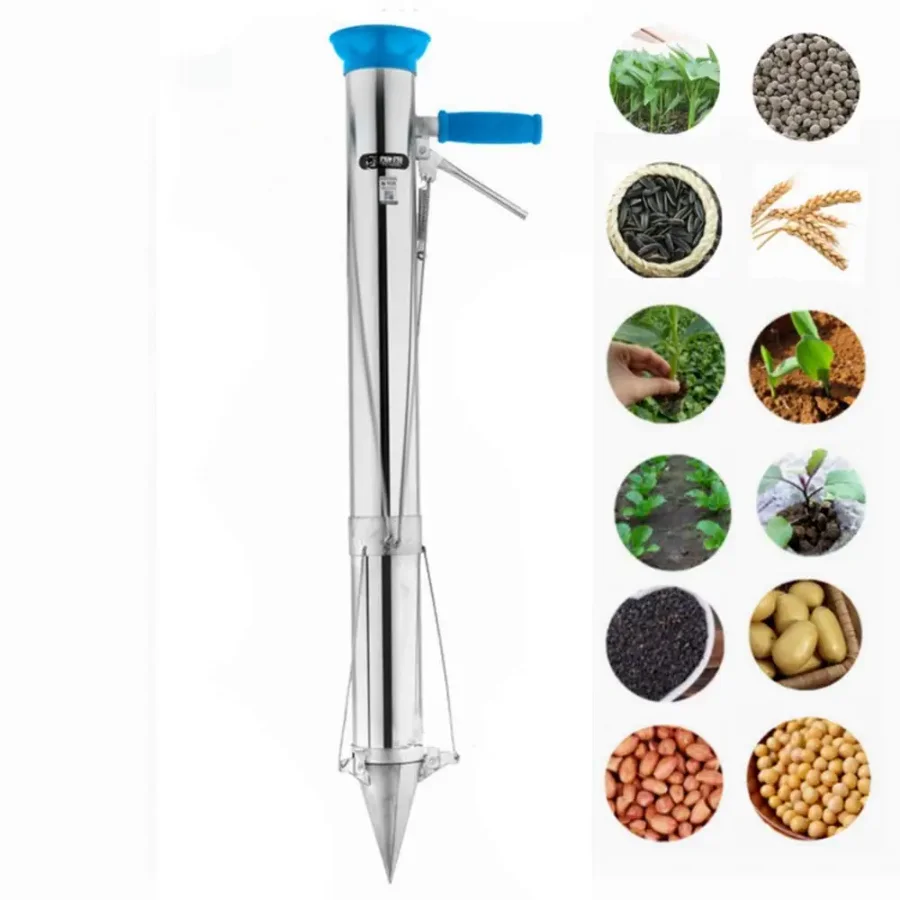 Stainless Steel Manual Seedling Planter Long Handled Bulb Vegetable Planter Tools Agricultural Seeder Sapling Transplant Planter