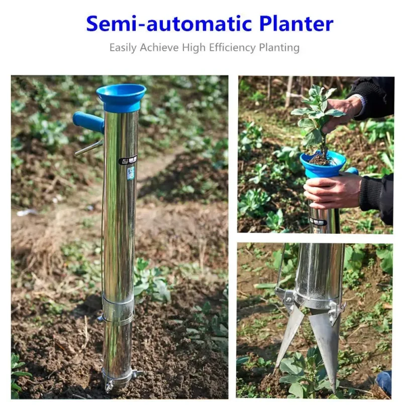 Stainless Steel Manual Seedling Planter Long Handled Bulb Vegetable Planter Tools Agricultural Seeder Sapling Transplant Planter thumbnail 4