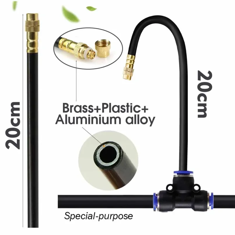 30-5m 1/4" 4/6mm Misting Cooling System 360° Free-bend Adjustable Nozzle Atomizer Sprayer for Outdoor Garden Irrigation Watering thumbnail 3