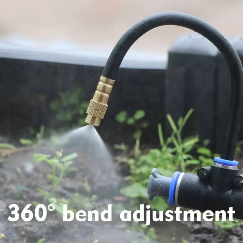 30-5m 1/4" 4/6mm Misting Cooling System 360° Free-bend Adjustable Nozzle Atomizer Sprayer for Outdoor Garden Irrigation Watering thumbnail 5