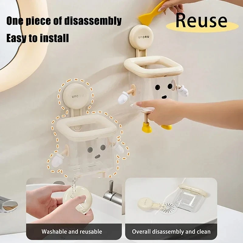1pc Multifunctional Plastic Storage Rack Multi-Functional No Drilling Storage Box Wall Mounted Durable Bathroom Toothbrush Shelf thumbnail 4
