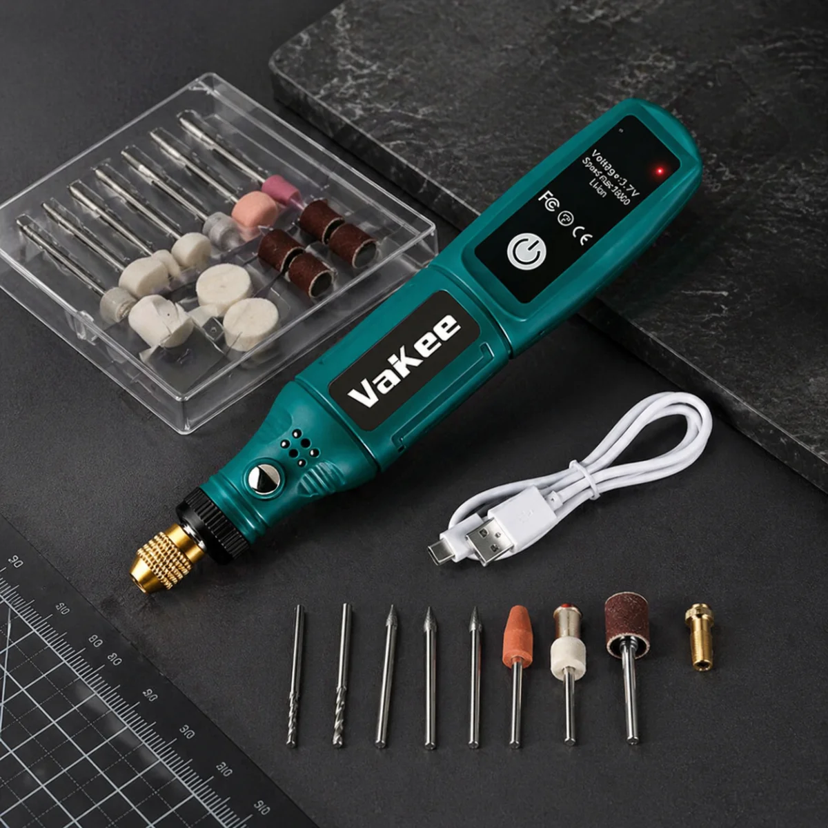 Vakee Mini Cordless Electric Grinder Pen, 3.7V USB Rechargeable Rotary Tool, 16000RPM Portable Precision Tool for Grinding, Poli thumbnail 6