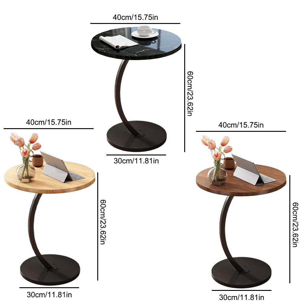 Modern C-Shaped Sofa Side Table & Coffee Table - Compact 60Cm Height, Durable Wood & Iron Construction, 3 Colors thumbnail 6