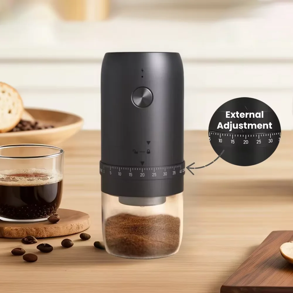 Rechargeable Electric Coffee Grinder 40 Grind Settings 1800mAh Battery Portable Travel Coffee Bean Grinder for Home