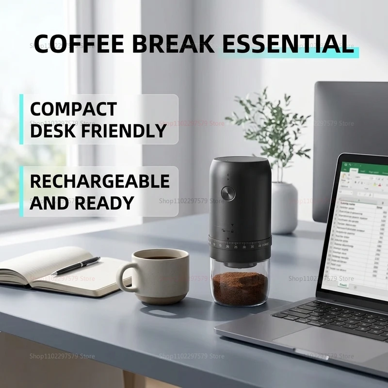 Rechargeable Electric Coffee Grinder 40 Grind Settings 1800mAh Battery Portable Travel Coffee Bean Grinder for Home thumbnail 3
