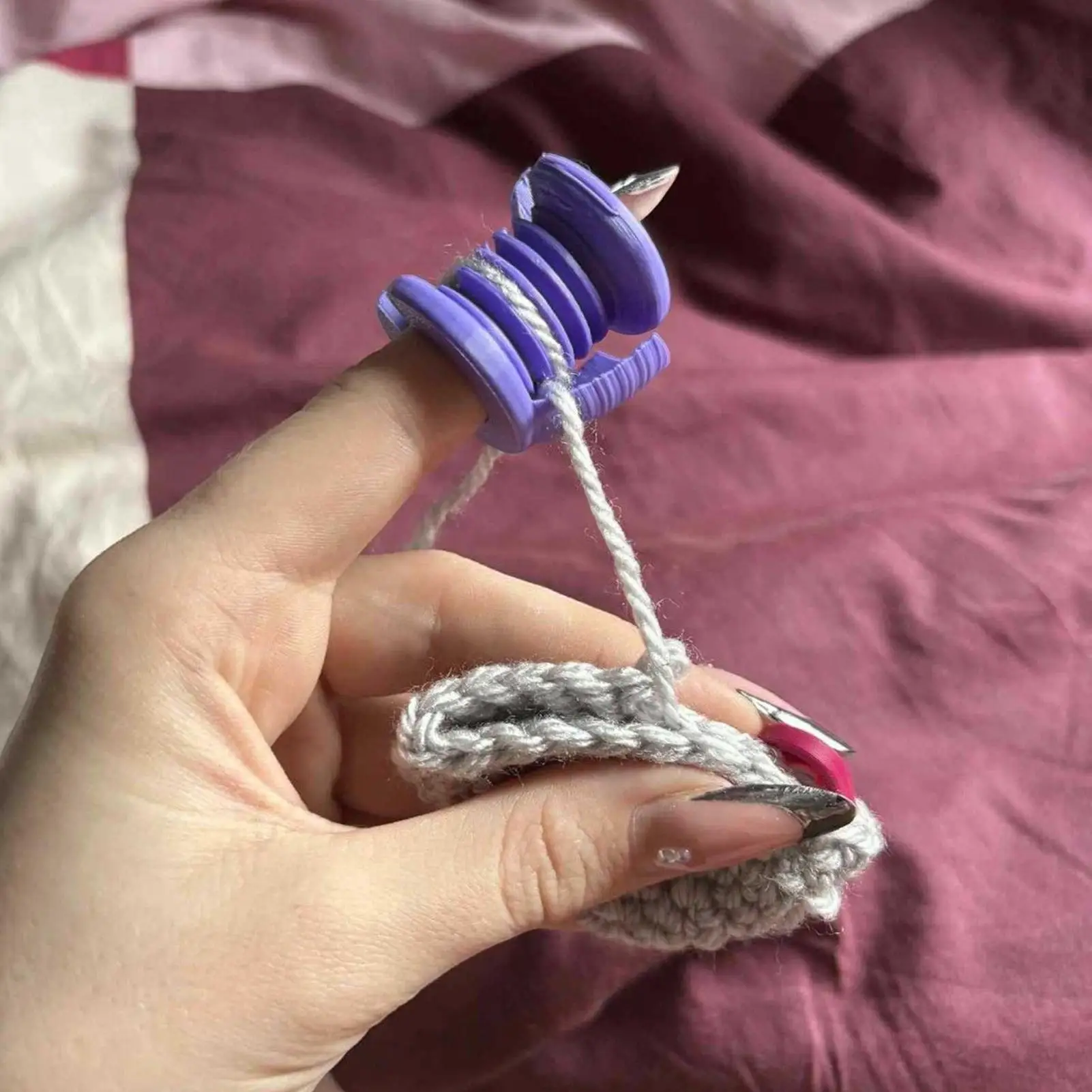 3D Printing Finger Yarn Guide Tool Crochet Finger Protection Cover Knitting Crafts Crochet Tension Ring Yar For Handmade Weaving thumbnail 2
