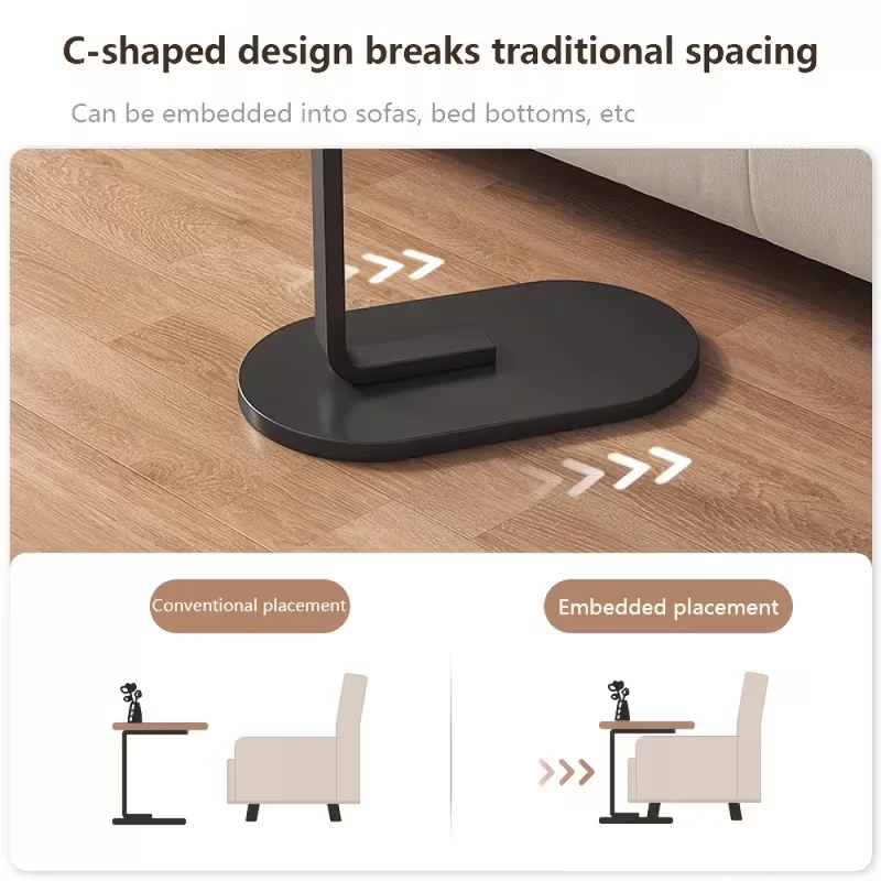 C-Shaped Compact Sofa Side Table End Coffee Laptop Table for Living Room Bedroom Modern Storage Organizer thumbnail 4