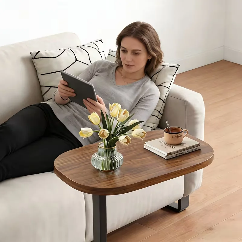 C-Shaped Compact Sofa Side Table End Coffee Laptop Table for Living Room Bedroom Modern Storage Organizer thumbnail 3