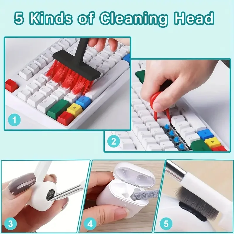 Keyboard Cleaning Brush Kit Computer Earphone Cleaning Tool Keyboard Cleaner With Keycap Puller Kit For Desktop Computer Airpods thumbnail 3