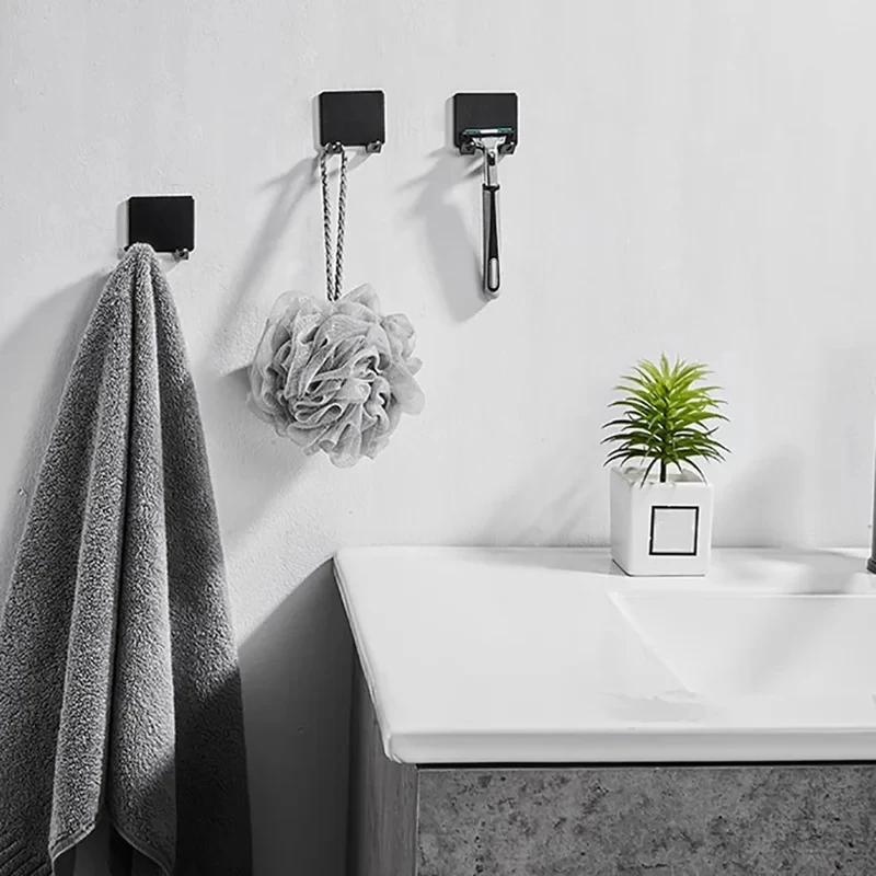 1/2/3/4pcs Wall Mounted Razor Holder Stainless Steel Bathroom Organizer With Hooks For Shaving Accessories Rustproof Durable thumbnail 5