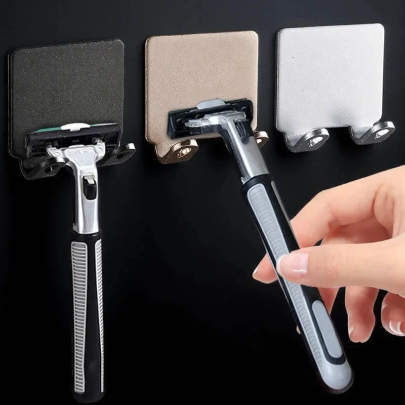 1/2/3/4pcs Wall Mounted Razor Holder Stainless Steel Bathroom Organizer With Hooks For Shaving Accessories Rustproof Durable thumbnail 2