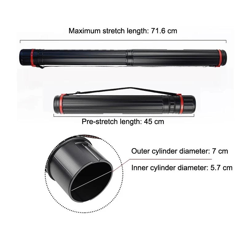 Expandable art drawing tube with shoulder strap. Adjustable, sturdy and lightweight, easy to carry for outdoor art storage thumbnail 5