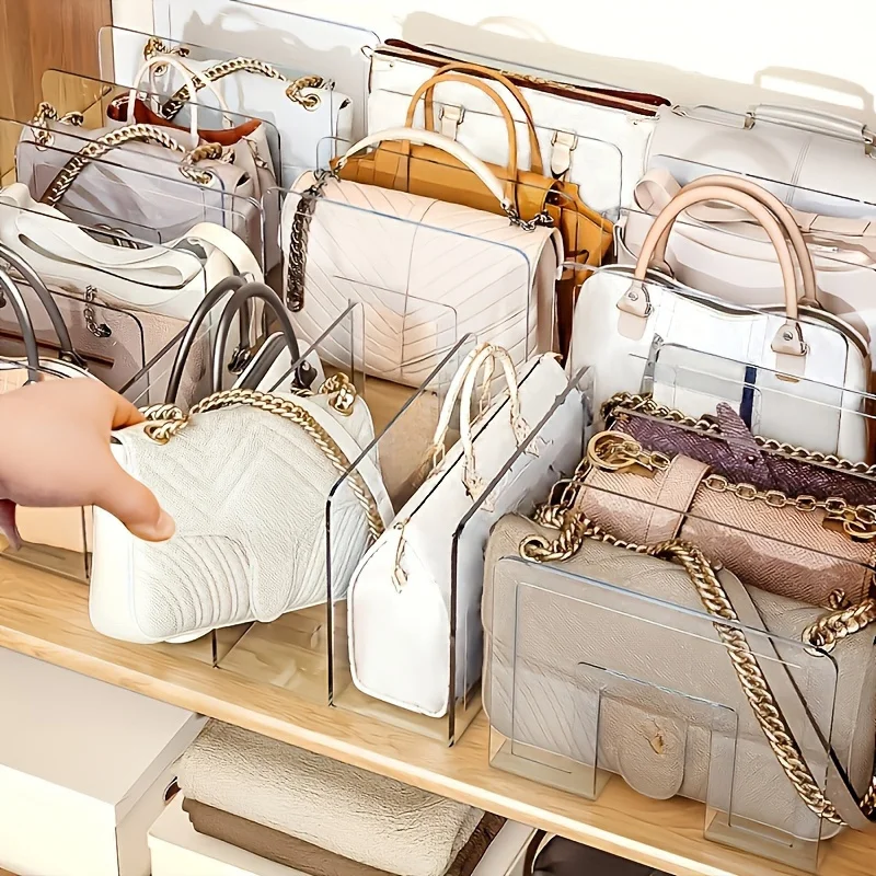 2pcs Transparent plastic bag storage partition for handbag wallet closet and retail display organizer thumbnail 4