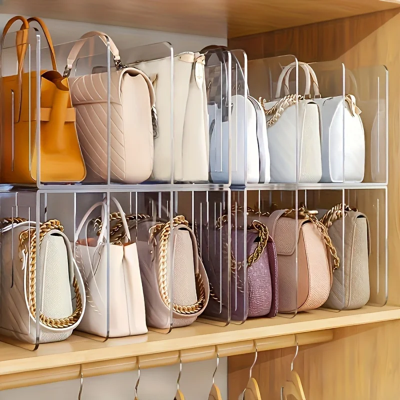 2pcs Transparent plastic bag storage partition for handbag wallet closet and retail display organizer thumbnail 6