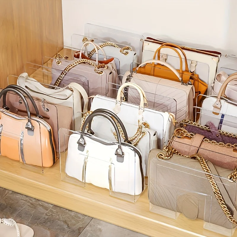 2pcs Transparent plastic bag storage partition for handbag wallet closet and retail display organizer thumbnail 2
