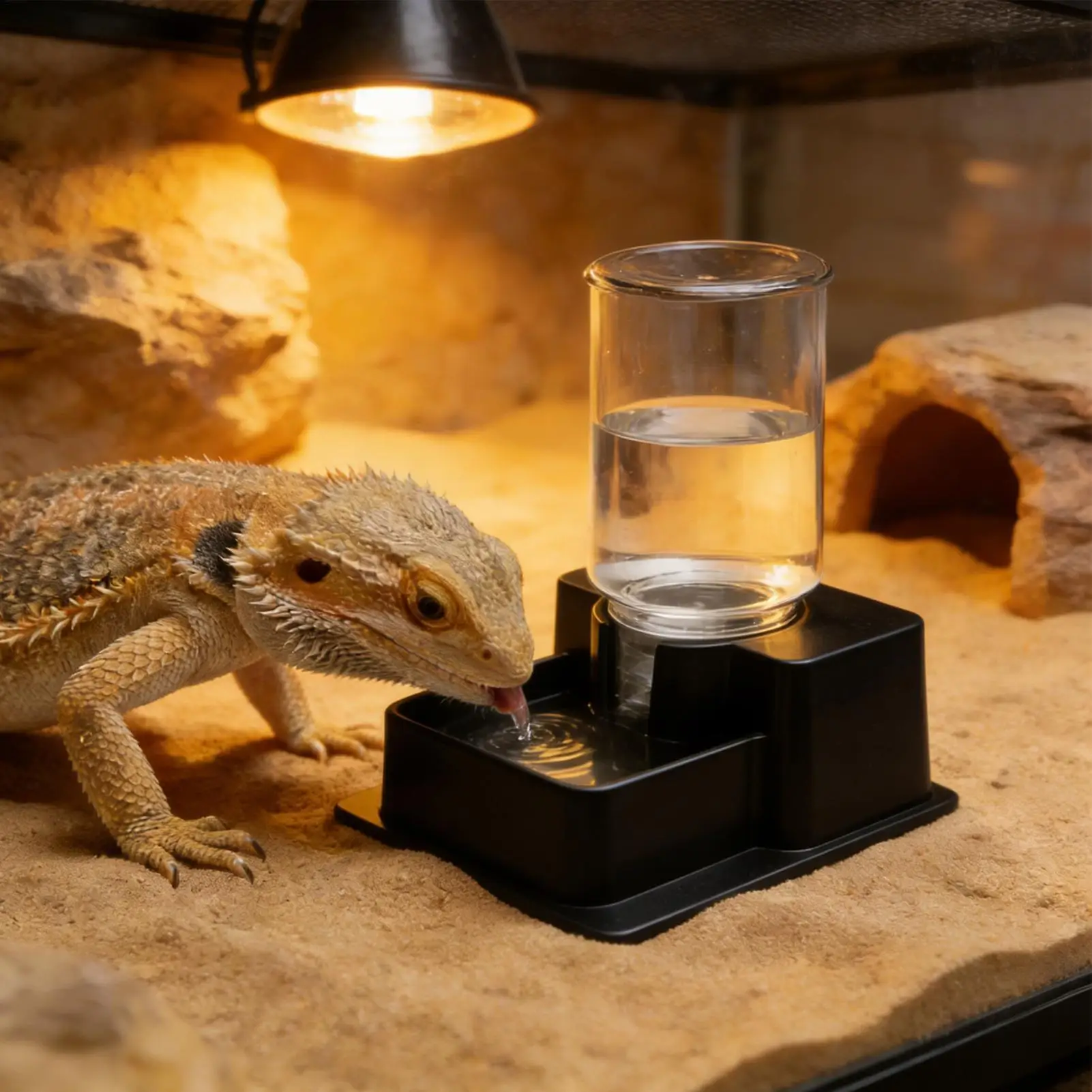 Anti-slip Base Reptiles Water Feeder Detachable Plastic Reptile Water Dispenser Stable Turtle Water Bowl For Snakes Tortoise thumbnail 3