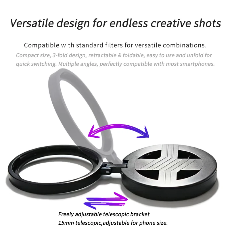 Magnetic Phone ND Filter Kit 52mm 67mm Adjustable ND2-400 Camera Lens Clip for iPhone Android Smartphone Vlog Photography Access thumbnail 2