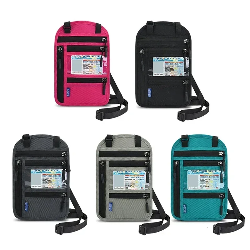 RFID Blocking Passport Wallet Holder Family Travel Phone Neck Pouch with Strap Zipper Id Bank Credit Cardholder Slim Wallets thumbnail 6
