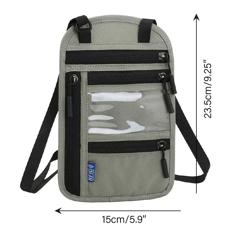 RFID Blocking Passport Wallet Holder Family Travel Phone Neck Pouch with Strap Zipper Id Bank Credit Cardholder Slim Wallets thumbnail 5