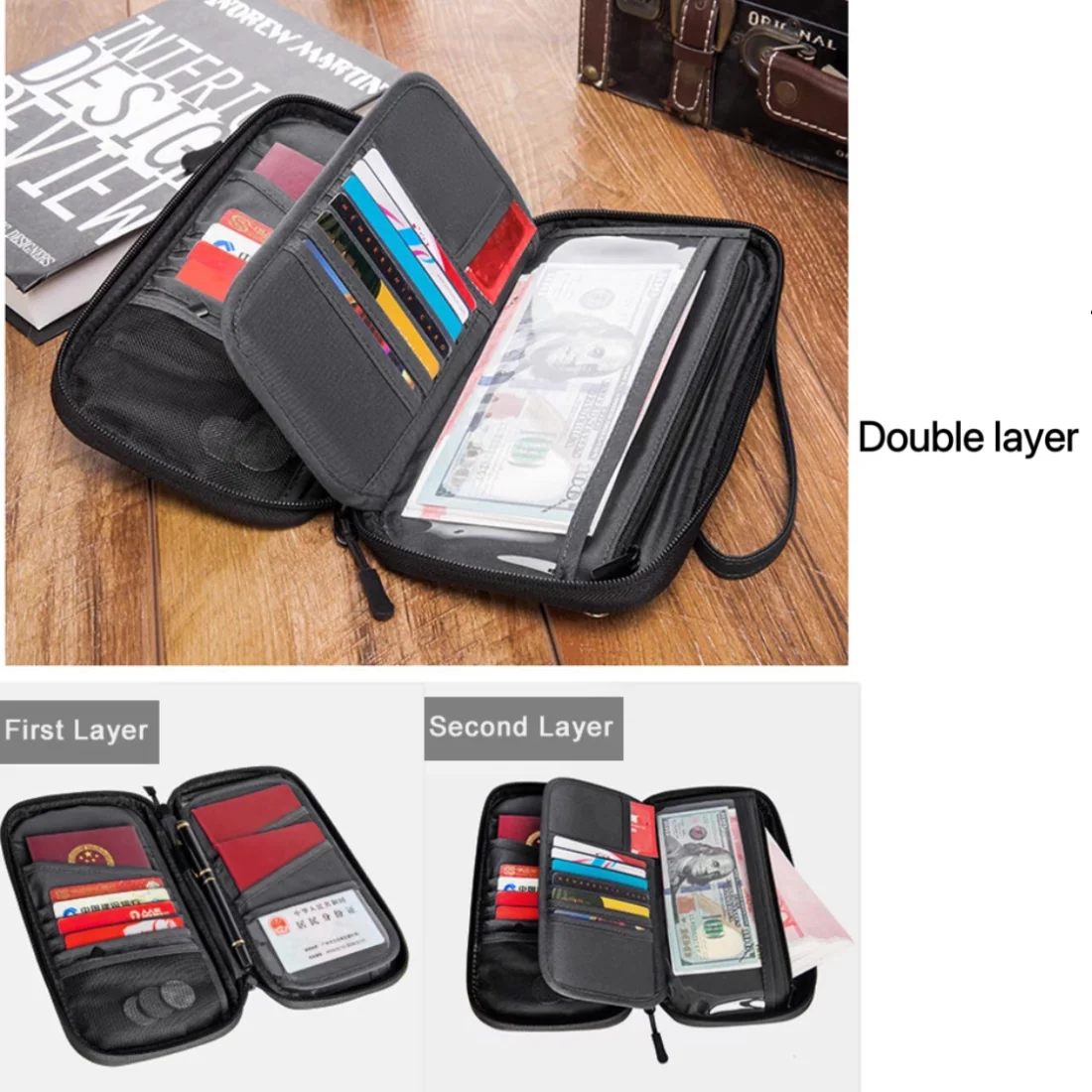 Travel Document Organizer Passport Holder Bag Waterproof Passport Holder with RFID Blocking Passport Wallet Pocket Family Trip thumbnail 5