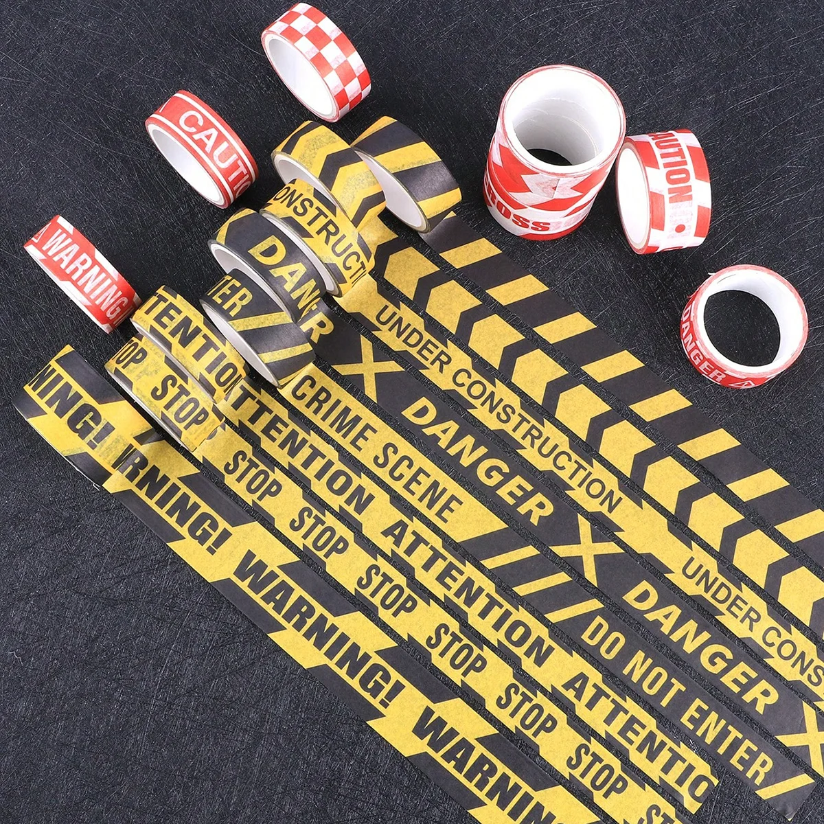 16 Rolls Caution Warning Washi Tape Safety Pattern Decorative Sticker For DIY Crafts Journal Planner Scrapbooking Stationery thumbnail 4