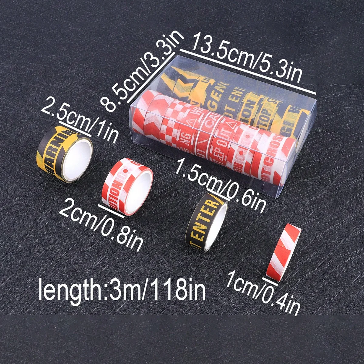 16 Rolls Caution Warning Washi Tape Safety Pattern Decorative Sticker For DIY Crafts Journal Planner Scrapbooking Stationery thumbnail 2