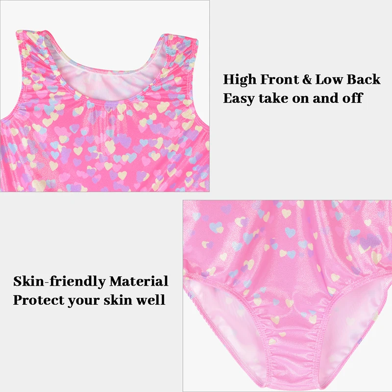 Girls Gymnastics Leotards Kids Shiny Sleeveless Athletic Tumbling Tank Unitard 4 Piece with shorts and headband thumbnail 2
