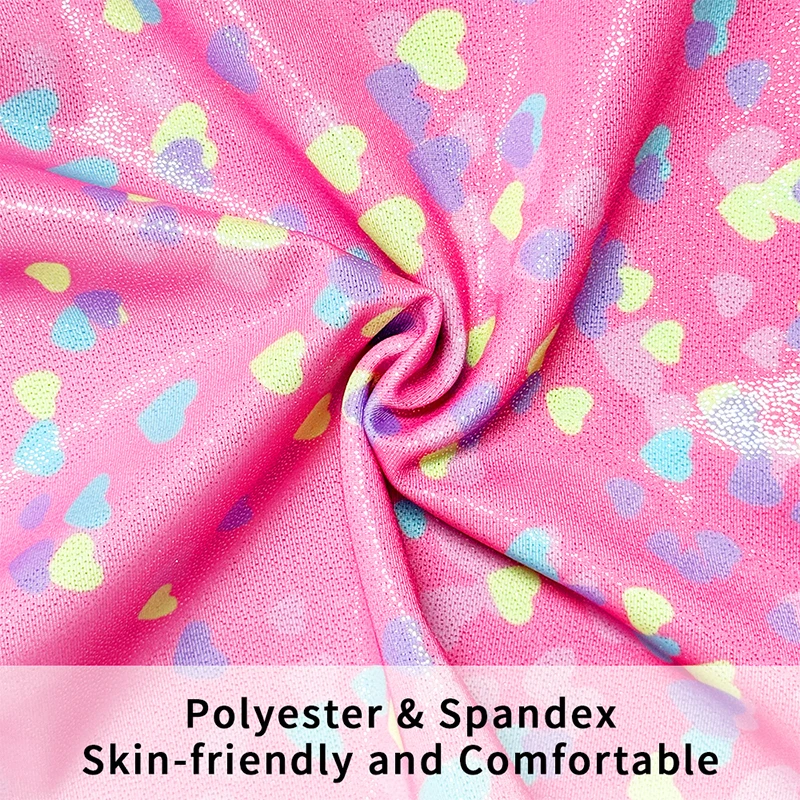 Girls Gymnastics Leotards Kids Shiny Sleeveless Athletic Tumbling Tank Unitard 4 Piece with shorts and headband thumbnail 3
