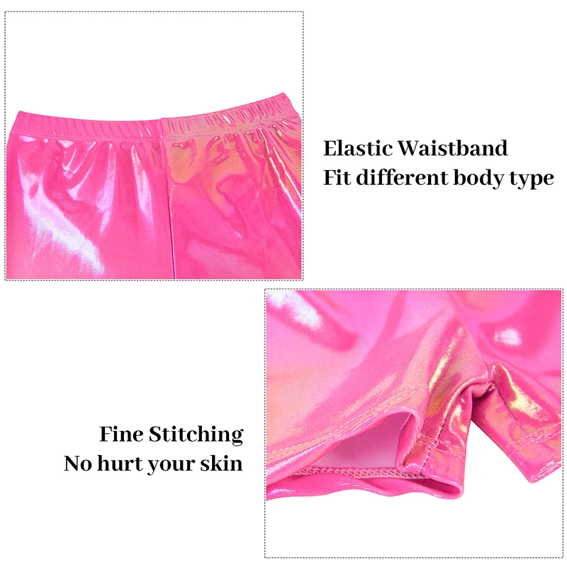 Girls Gymnastics Leotards Kids Shiny Sleeveless Athletic Tumbling Tank Unitard 4 Piece with shorts and headband thumbnail 6